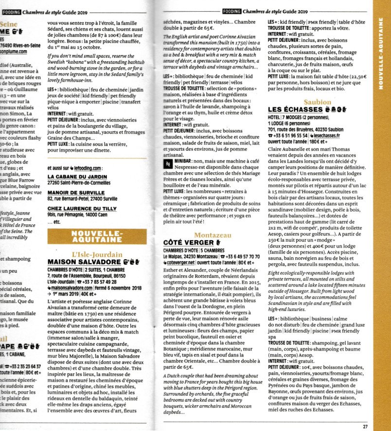 Fooding Magazine Ecolodge Les Echasses