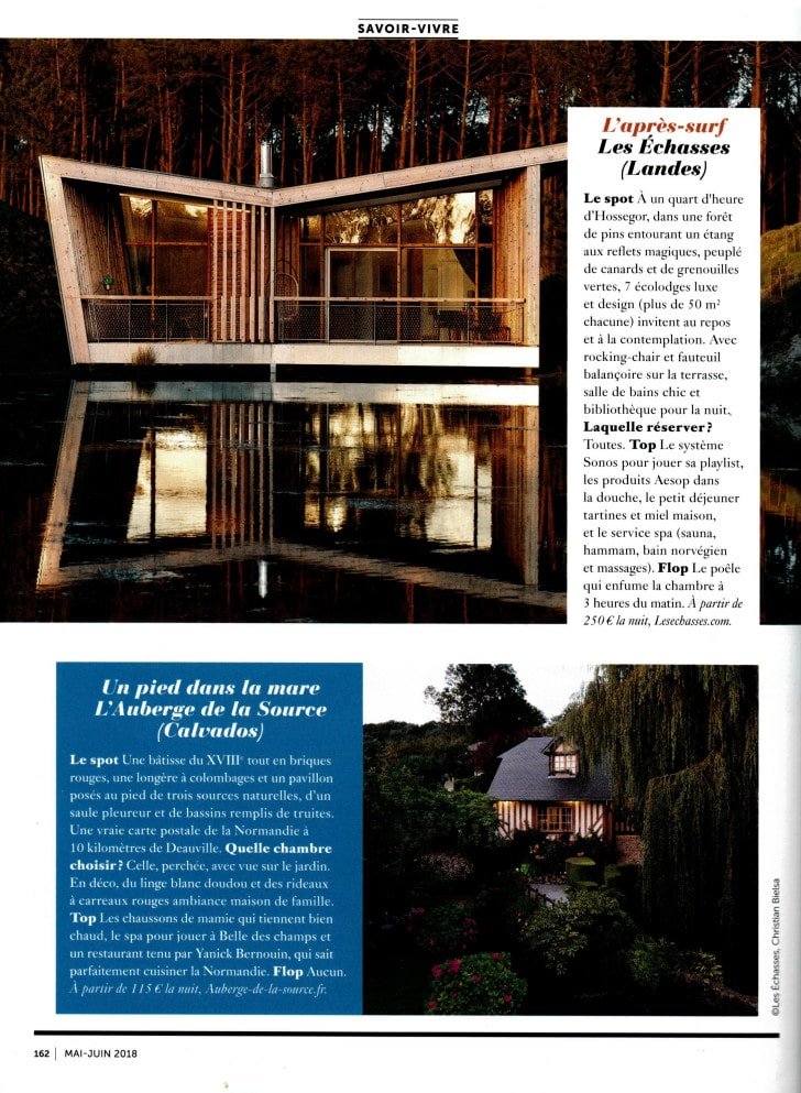 Glamour Magazine Ecolodge Les Echasses