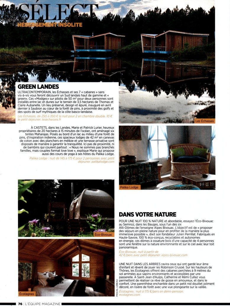 équipe Magazine Ecolodge Les Echasses